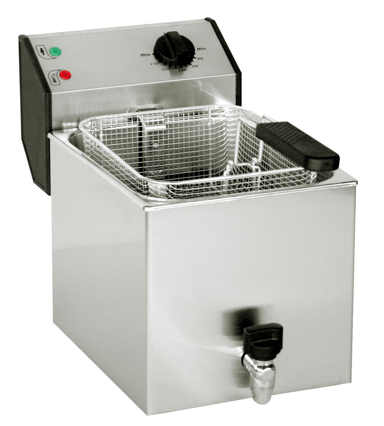 Friteuse professionnelle � zone froide 8 litres inox avec robinet de vidange