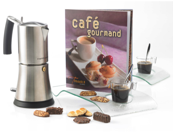 Coffret 'Caf&eacute; Gourmand' avec la cafeti&egrave;re italienne &eacute;lectrique moka expresso