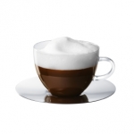 Set de 6 tasses, avec soucoupe en inox brillant 0.4L Grande Venezia