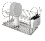 Egouttoir a vaisselle 2 etages en acier inoxydable - 45x21x33 cm