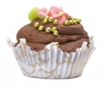 Moule Cupcake  papier 'Lila' blanc et dore o7.5xht2.3 cm par 45