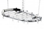 Rak a suspendre ovale en acier chrome 102 X 52 X 5 cm avec crochets