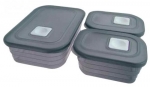 Set de 3 petites boites grises avec couvercle hermetique