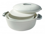 Porte plat isotherme rond 2.3 L blanc avec son plat blanc a couvercle hermetique