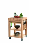 Billot Cookmobil tiroir & etagere bois, plan bois debout 60 x 60 x 90 cm