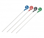 Set de 4 pics a brochettes en inox pour grillade avec poignee couleur assorties