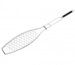 Grille barbecue inox pour poisson  de 32 cm - poignee froide - longueur 72 cm