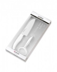 Set 2 pieces : un couteau lame ceramique blanche & manche blanc 14 cm + un epluc