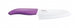 Couteau d'office Santoku lame en ceramique blanche manche violet 14 cm