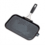 Grill noir en fonte a poignee repliable- rectangulaire 36 x 20 cm