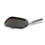 Grill noir en fonte a poignee repliable- carre 24 x 24 cm