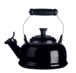 Bouilloire Tea Time en acier emaille avec sifflet et poignee Noir Ebene