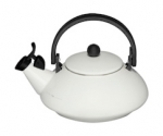 Bouilloire ZEN en acier emaille avec sifflet et poignee rabattable Blanc