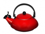 Bouilloire ZEN en acier emaille avec sifflet et poignee rabattable Cerise