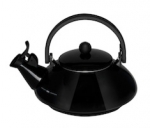 Bouilloire ZEN en acier emaille avec sifflet et poignee rabattable  Noir ebene