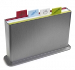 Set de 4 planches a decouper (viandes-poissons-aliments cuits-legumes) silver