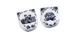 Lot de  4 cale assiettes en porcelaine decor bleu Asperges & Artichaud