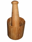 Mortier avec pilon en bambou