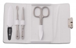 Pochette manicure en cuir 4 pieces - Blanc