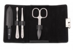 Pochette manicure en cuir 4 pieces - Noir