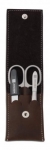 Etui manicure en cuir 3 pieces - Brun