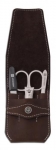 Etui manicure en cuir 4 pieces - Brun
