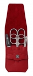 Etui manicure en cuir 4 pieces - Rouge