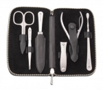 Trousse manicure en cuir 6 pieces - Noir