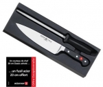 Coffret couteau chef 20 cm + fusil W&uuml;sthof classic noir