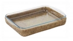 Ensemble plat lasagnes pyrex rectangle 40x27 cm couleur miel