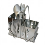 Porte ustensiles 2 compartiments 'Tools' en inox 17.5 x 9 x 18cm