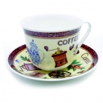 Set de 2 Tasses & soucoupes Petit Dejeuner Jumbo collage Coffee "Fine Coffee"