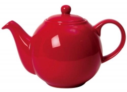 Theière 6 tasses rouge en grès avec un filtre en inox