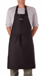 Tablier noir personnalisable broderie lettres anglaises blanches