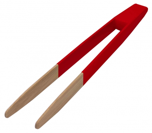 Pince à toast aimanté rouge 24 cm en Bambou alimentaire
