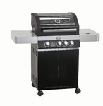 Barbecue a gaz 3 bruleurs 60 x 16 cm habillage noir Videro G3