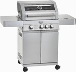 Barbecue a gaz 3 bruleurs 60 x 16 cm habillage inox