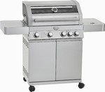 Barbecue a gaz 4 bruleurs 70 x 16 cm habillage inox