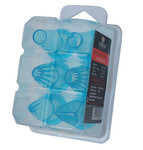 Boite de 6 douilles assorties modeles patisserie en tritan transparent bleu pour