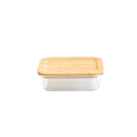 Pot en verre carre 800ml avec couvercle en bambou