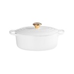 Cocotte ovale 31 cm blanc bouton dore