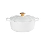 Cocotte ronde 24 cm blanc bouton dore