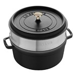Cocotte ronde avec panier vapeur 24 cm Noir mat