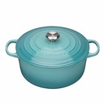 Cocotte ronde bleu riviera 28cm - bouton metal