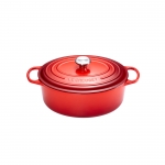 Cocotte Signature en fonte emaillee ovale 25 cm rouge Cerise