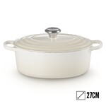 Cocotte Signature en fonte emaillee ovale 27 cm Creme