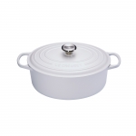 Cocotte Signature en fonte emaillee ovale 29 cm blanc Coton