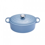 Cocotte Signature en fonte emaillee ovale 29 cm bleu Mineral