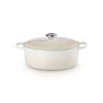Cocotte Signature en fonte emaillee ovale 29 cm Meringue
