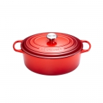 Cocotte Signature en fonte emaillee ovale 29 cm Cerise